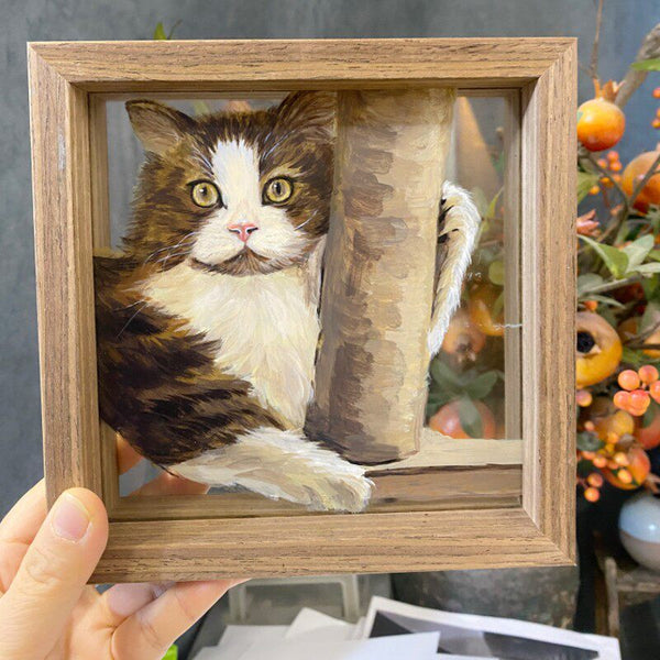 Custom hand-painted pet portrait on glass - main product showcase