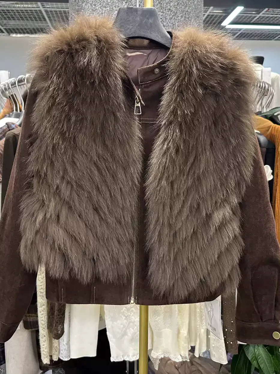 Women's fox-fur white-goose-down two-piece set — Style 66805-1