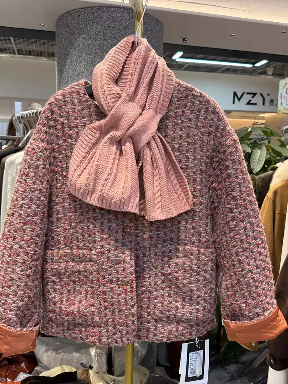 Women's scarf-set knit down jacket · 98059