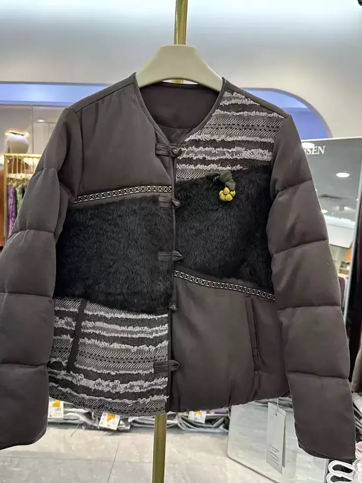 Women's grey single-breasted down jacket — Style 2026Y041