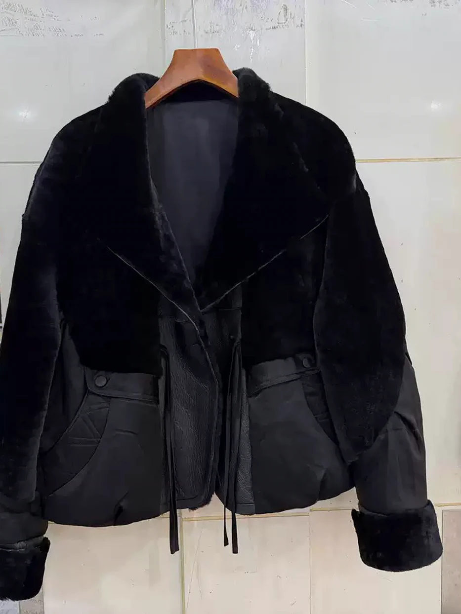 Women's panelled tie-waist down jacket — Style 2301