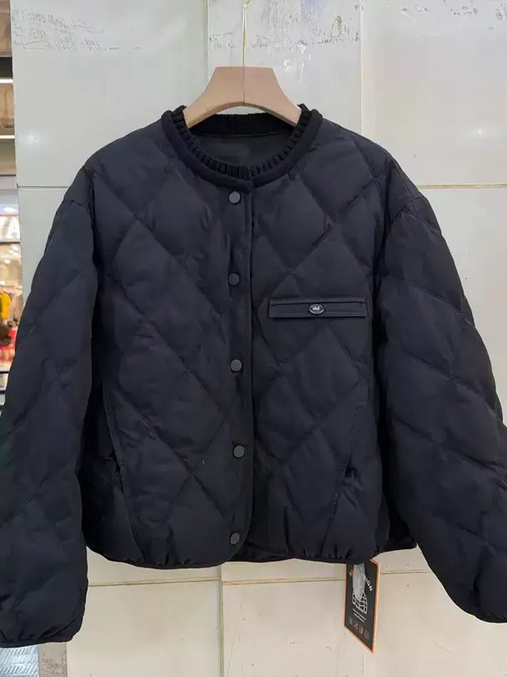 Women's diamond-quilted white-duck-down down jacket — Style 26056