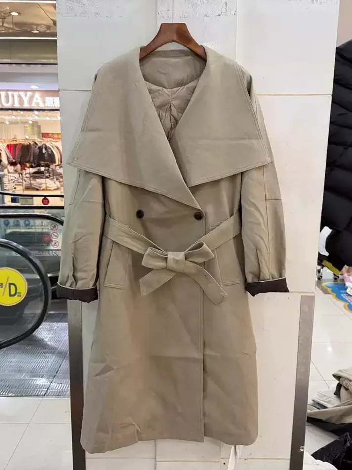 Women's double-breasted lapel duck-down down jacket — Style 26126