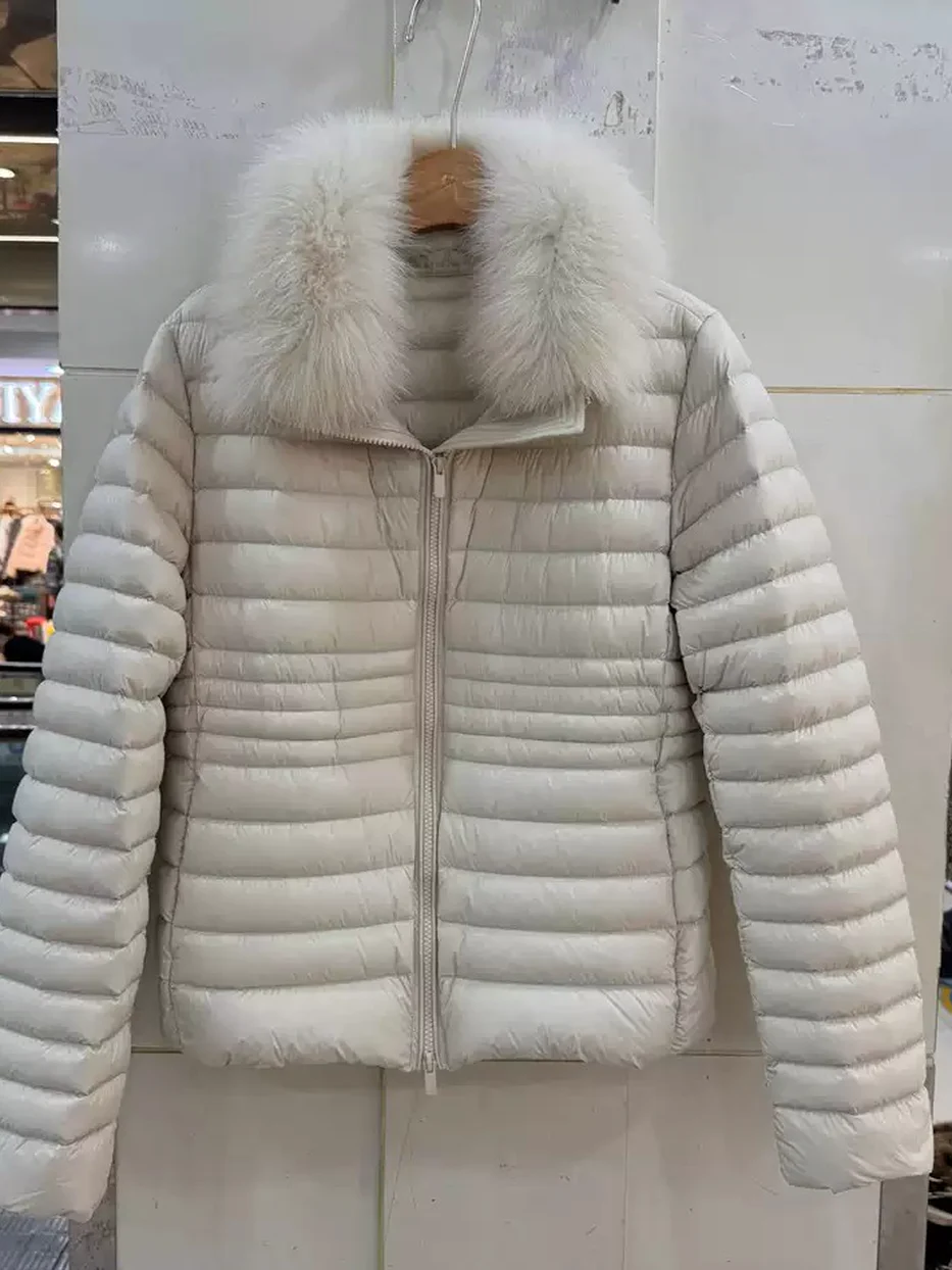 Women's channel-quilted cinched-waist down jacket · 98059