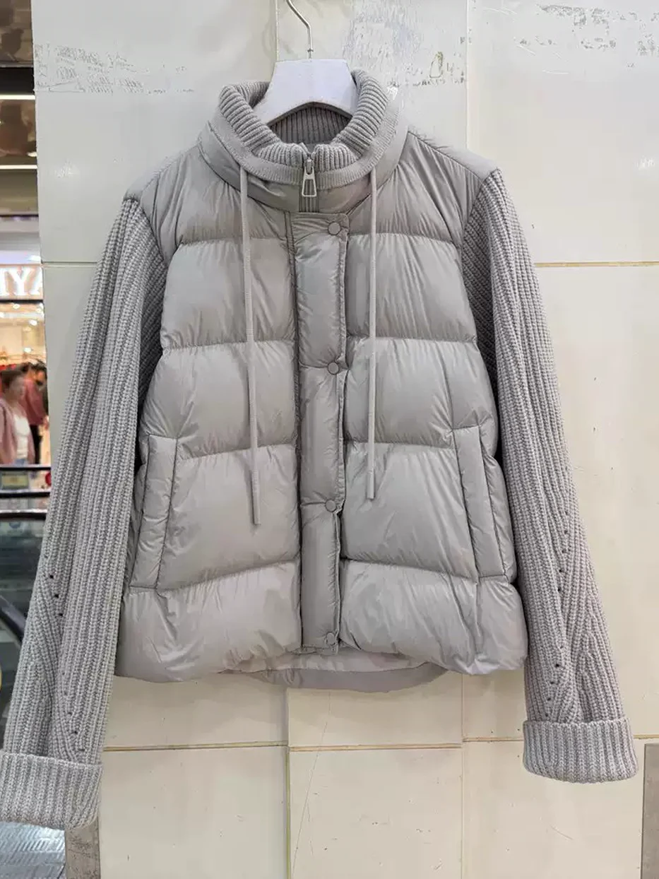 Panel stand-collar long-sleeve lightweight down jacket · 269908