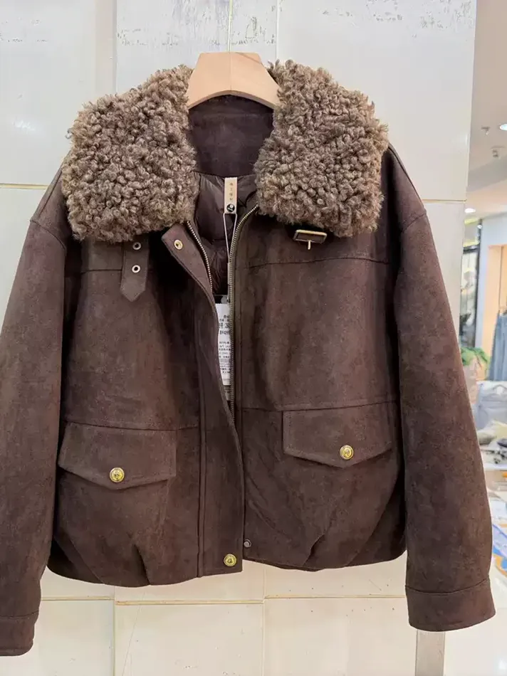 Women's zip lapel white-duck-down down jacket — Style 26D-119