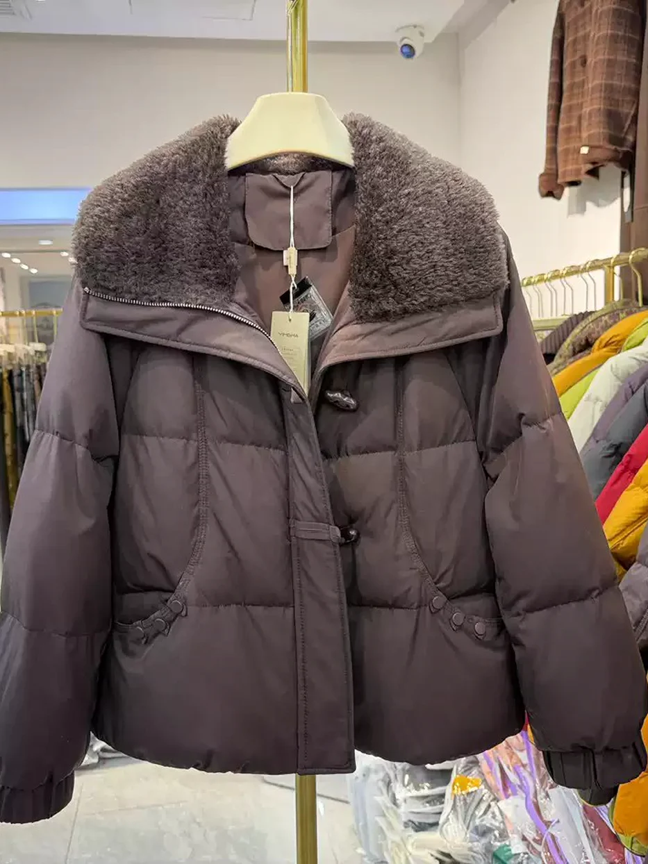 Women's lapel lamb-wool down jacket · 98059