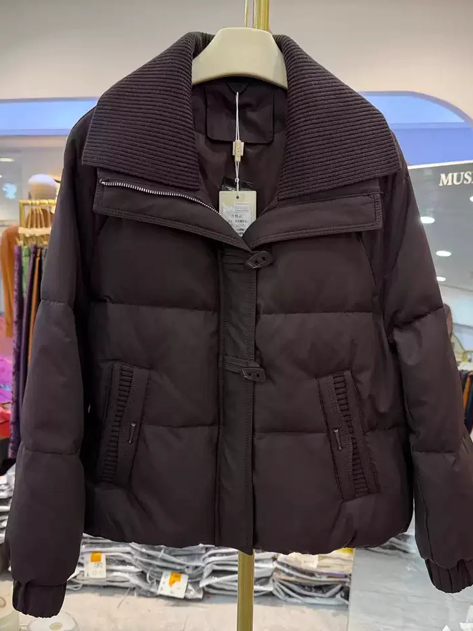 Women's large-lapel knit down jacket · 98059