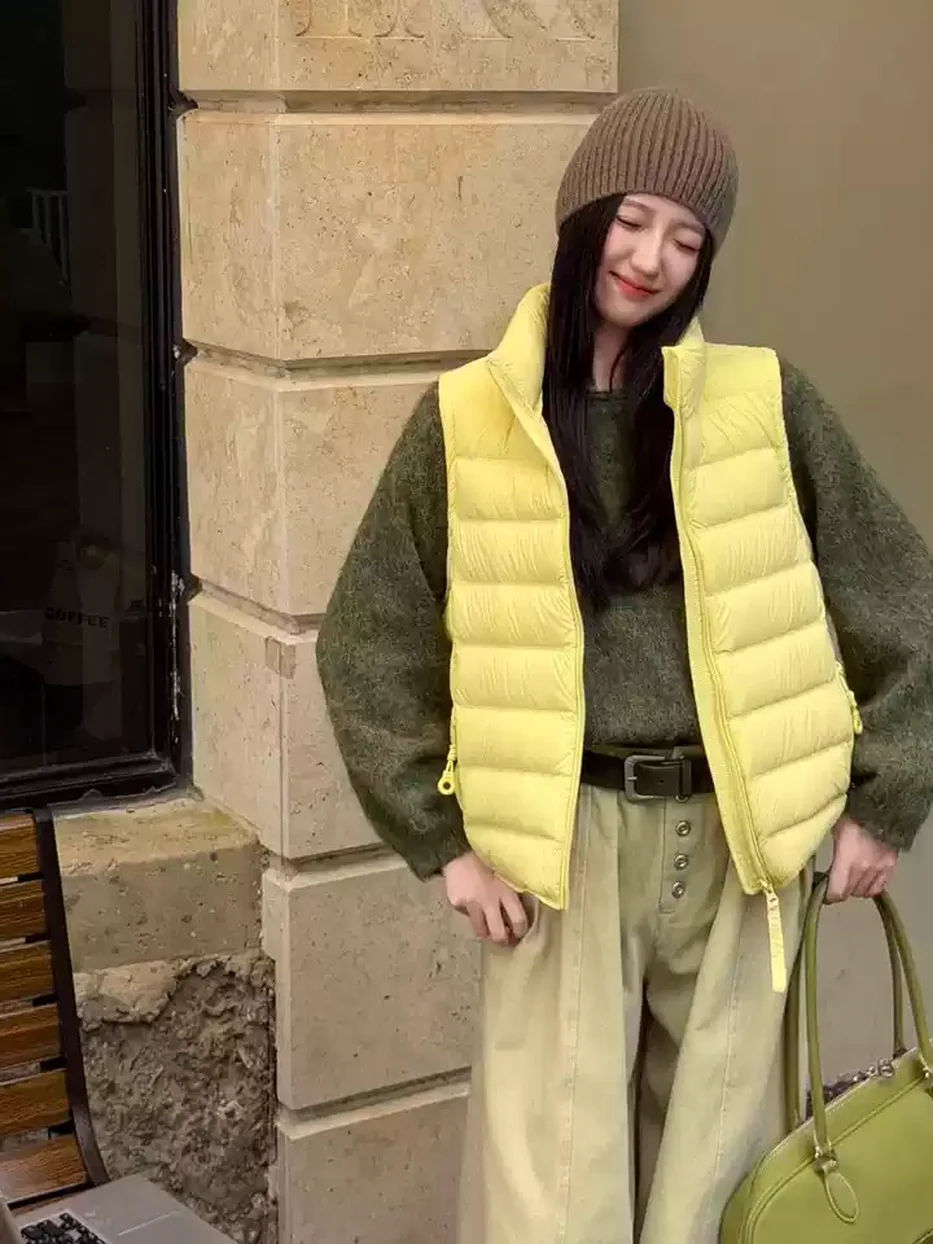 Women's zip stand-collar warm down vest · 98059