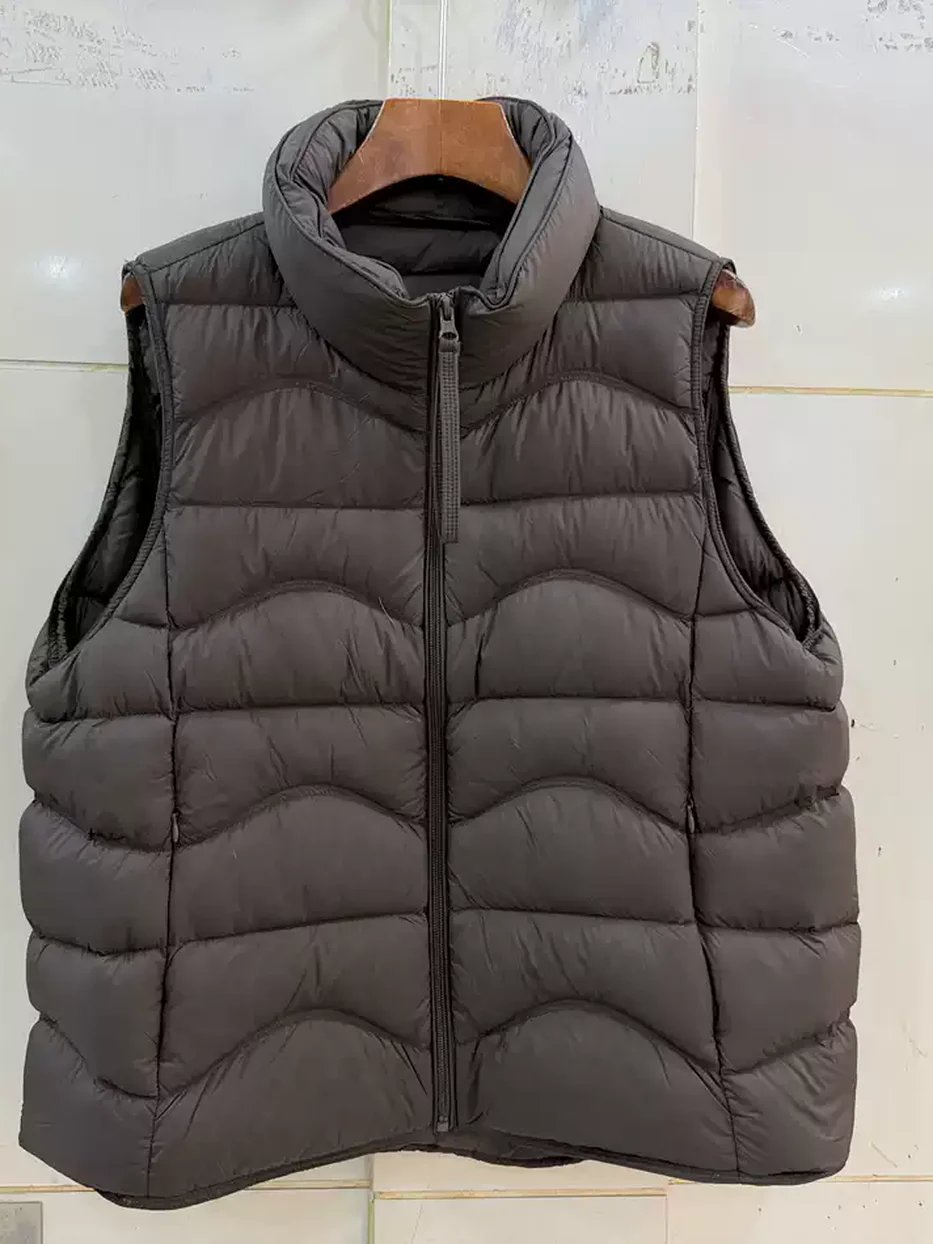 Women's zip stand-collar white-goose-down down vest — Style 33528