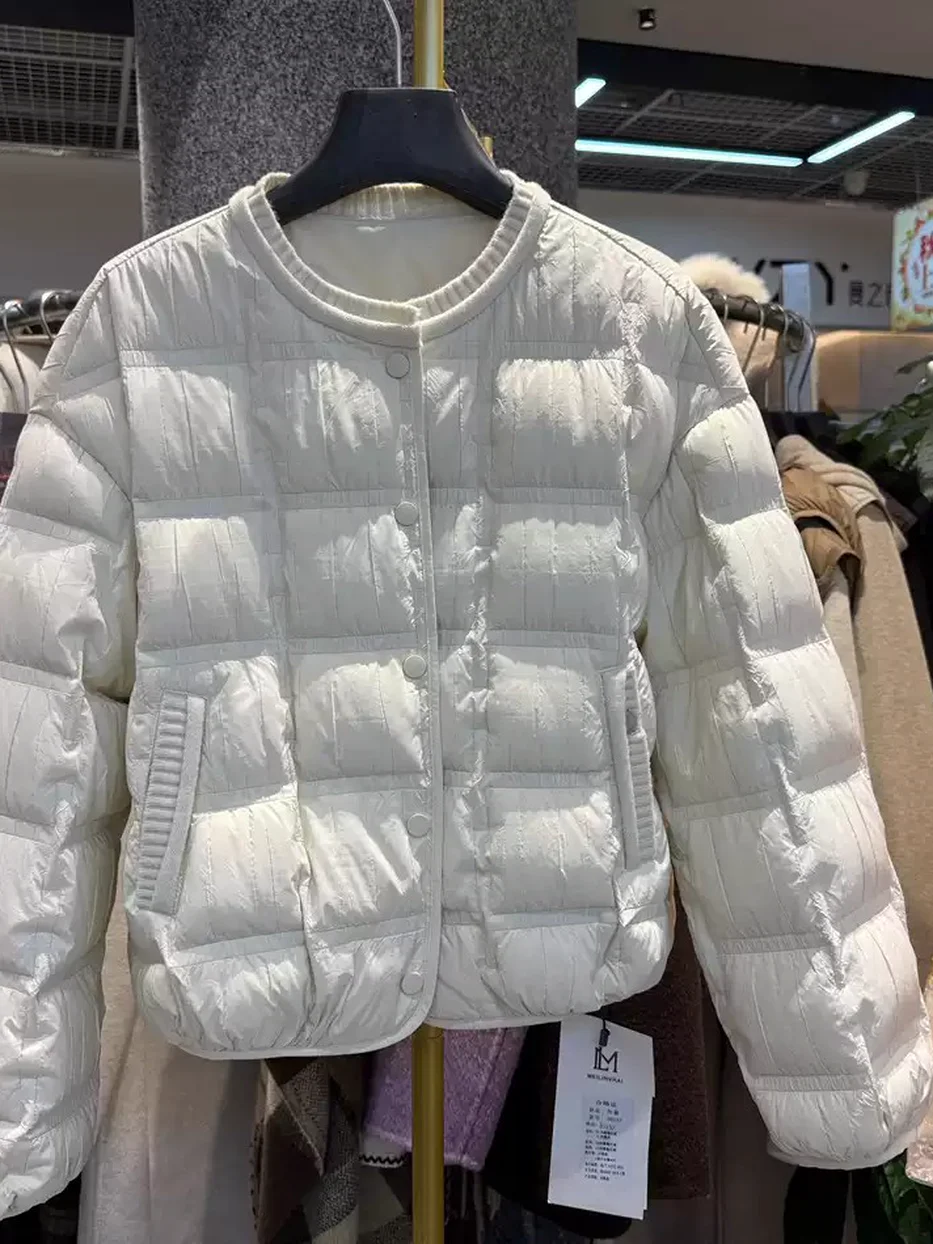 Women's panelled single-breasted down jacket — Style 36757