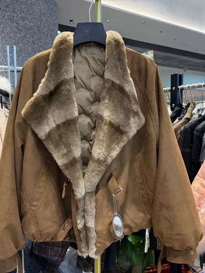 Women's fur-trimmed collar white-duck-down down jacket — Style 5377