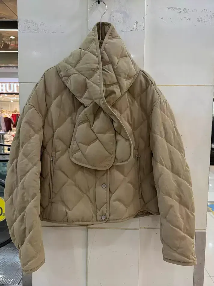 Women's diamond-quilted duck-down casual down jacket — Style 6090
