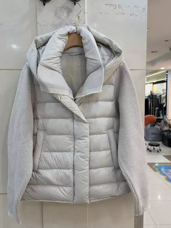 Women's panelled hooded duck-down down jacket — Style 6216