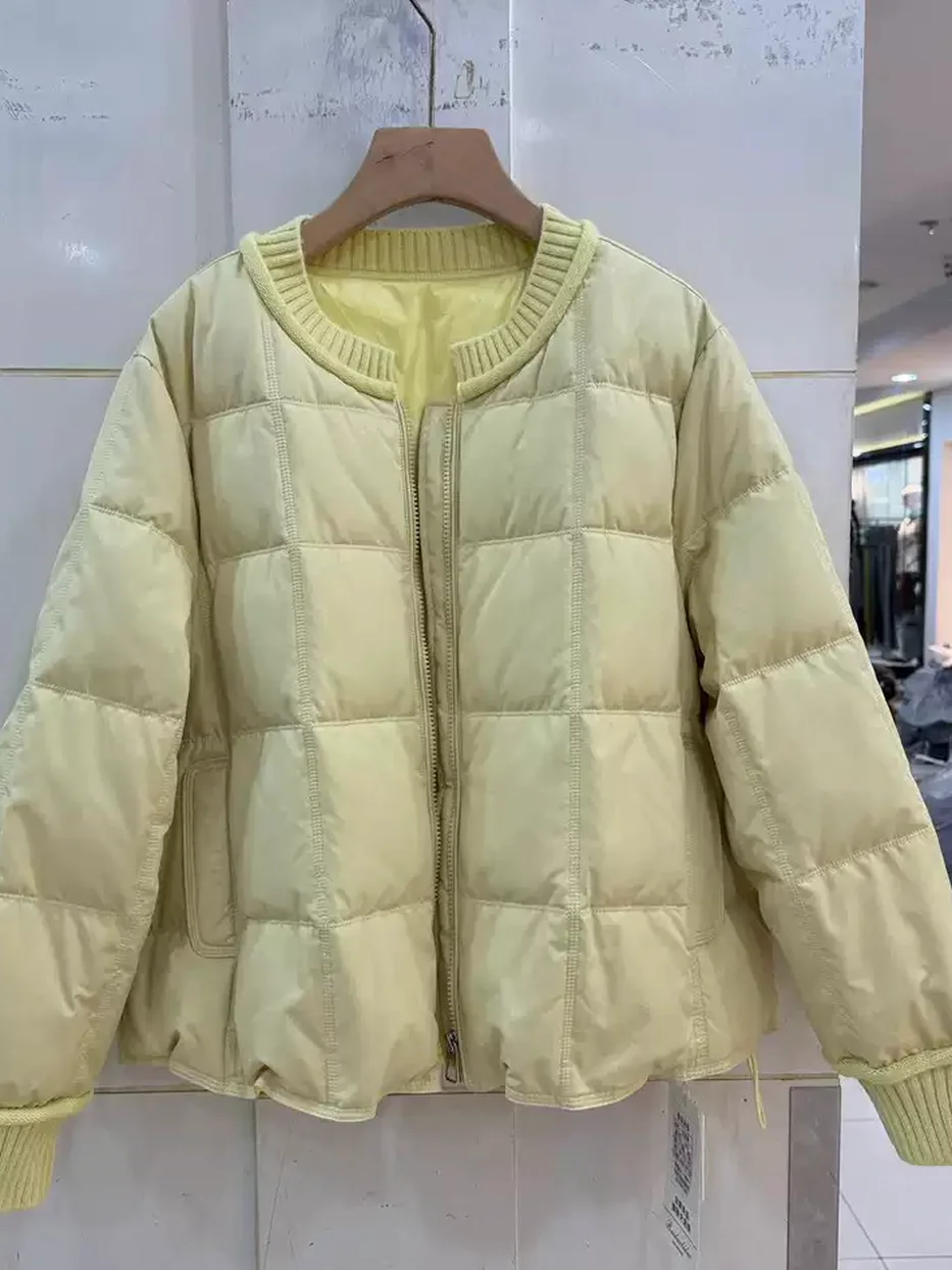 Women's zip white-duck-down khaki down jacket — Style 633