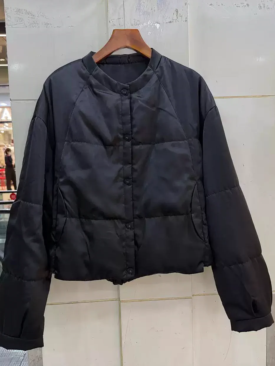 Women's crew-neck mulberry-silk down jacket · 98059