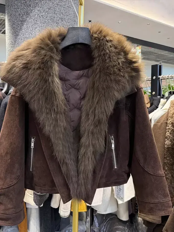 Women's fur-trimmed collar down jacket — Style 66807
