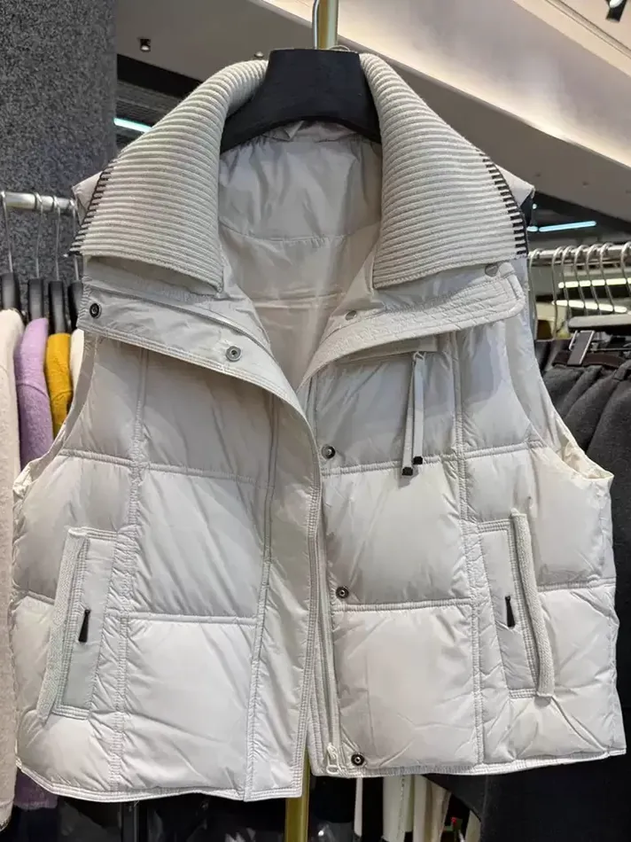 Women's zip lapel white-duck-down down vest — Style 68601