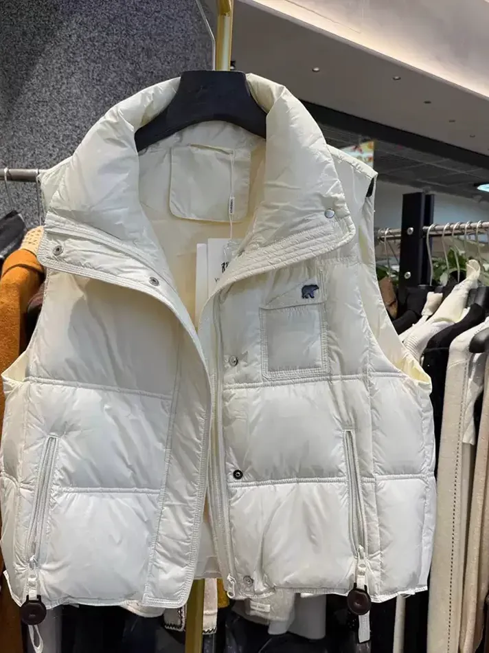 Women's zip stand-collar white-duck-down down vest — Style 68602