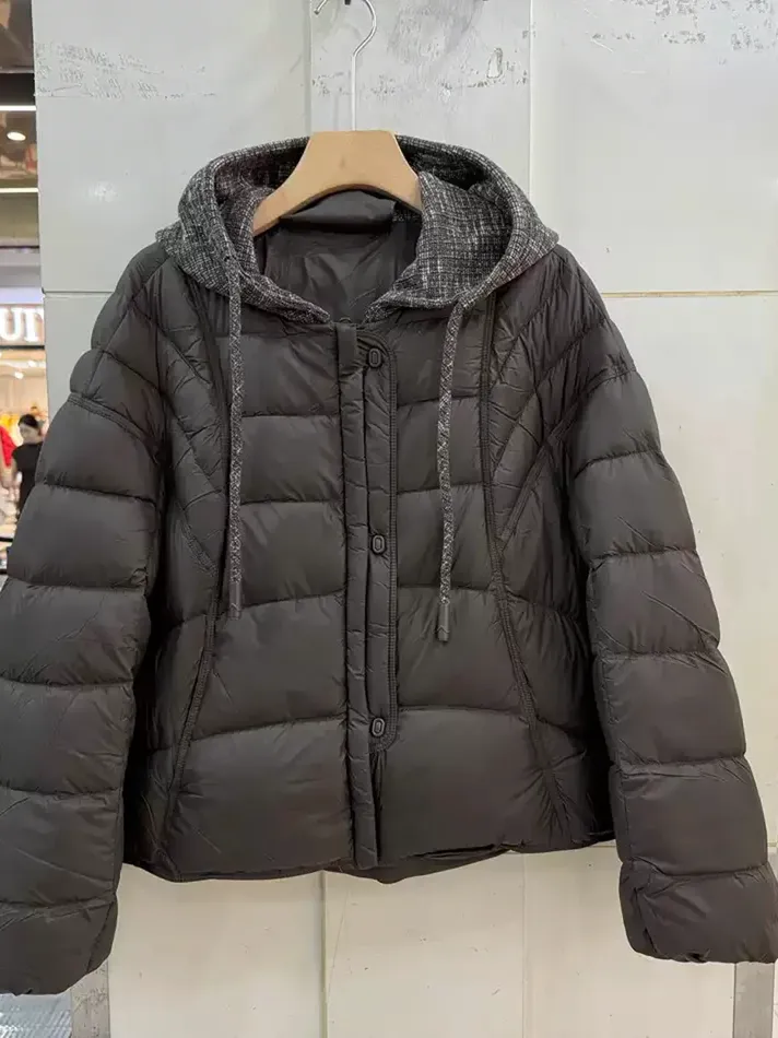 Women's hooded white-duck-down casual down jacket — Style 6935