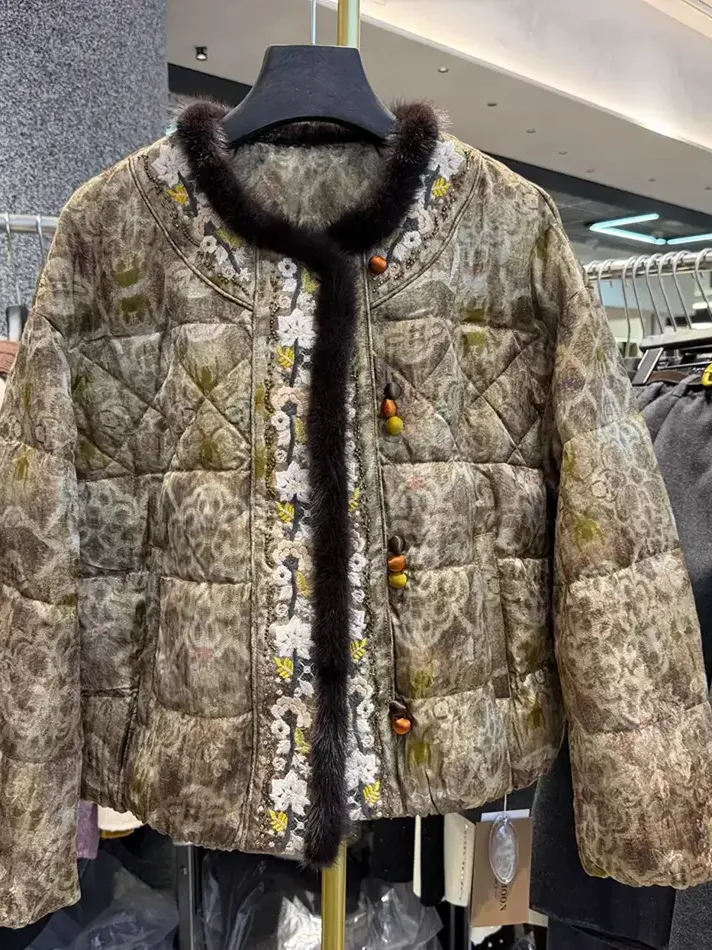 Women's embroidered goose-down down jacket — Style 69763