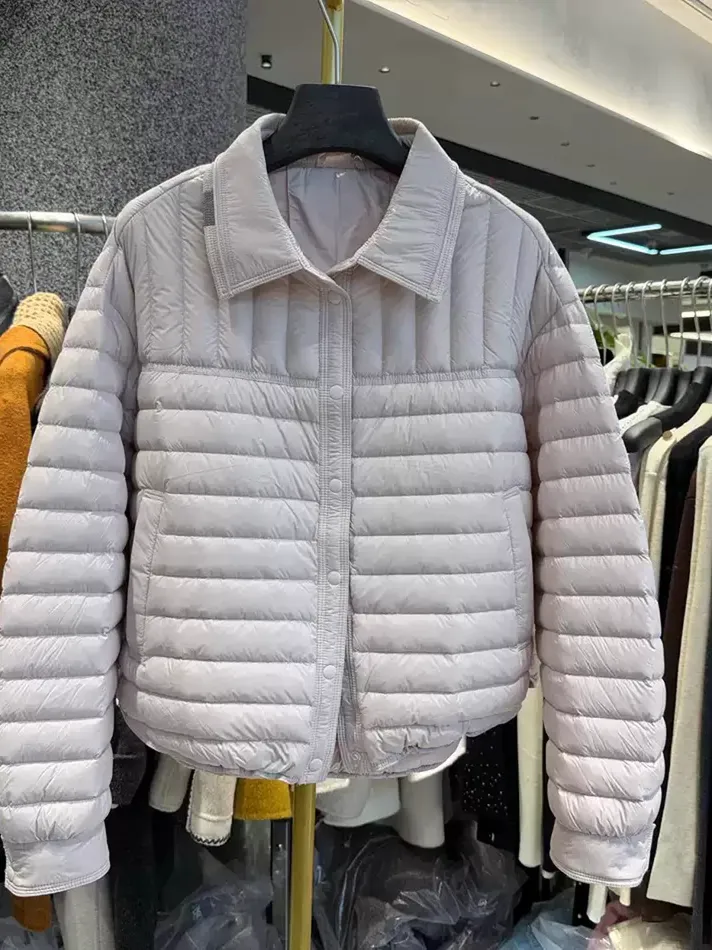 Women's single-breasted lapel duck-down down jacket — Style 7329