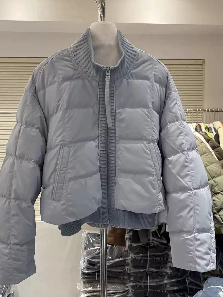 Women's double-zip panelled duck-down down jacket · 98059