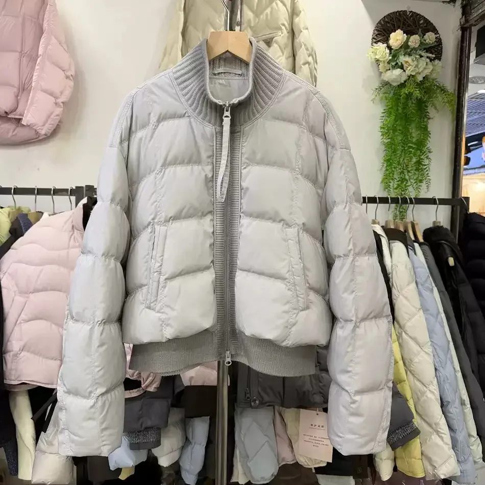 Women's double-zip stand-collar duck-down down jacket — Style 80128