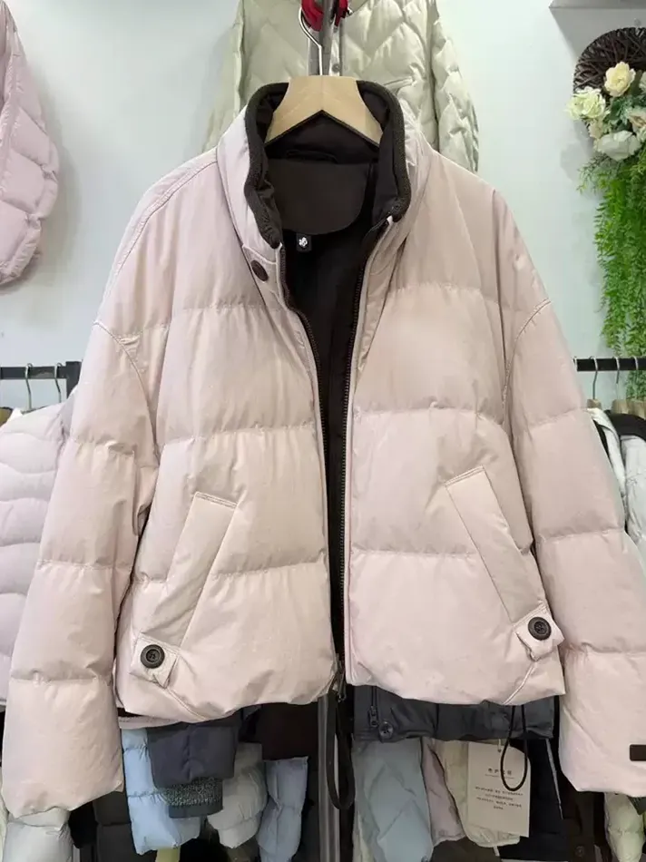 Women's stand-collar duck-down cropped down jacket — Style 80161