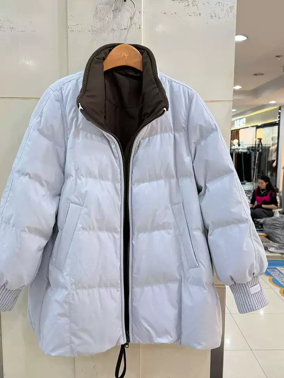 Women's zip stand-collar duck-down down jacket — Style 80239