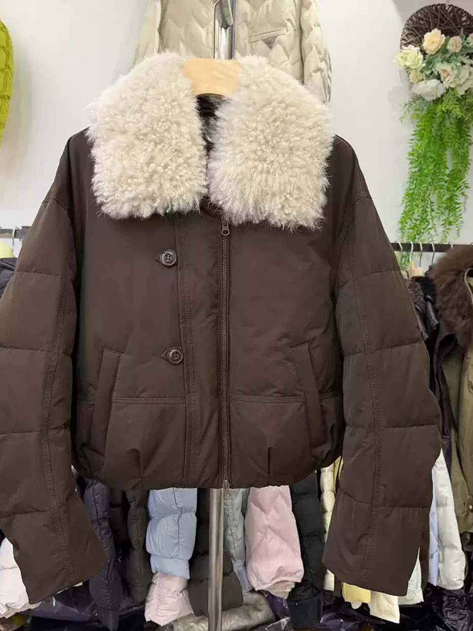Women's double-zip lapel down jacket · 98059