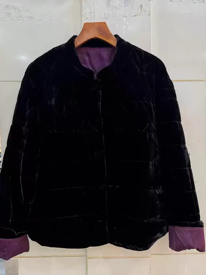 Women's colour-block stand-collar goose-down down jacket — Style 80859