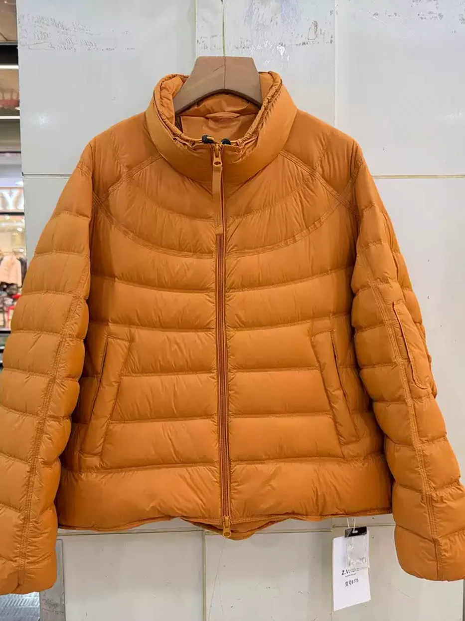 Women's double-zip stand-collar duck-down caramel down jacket · 98059