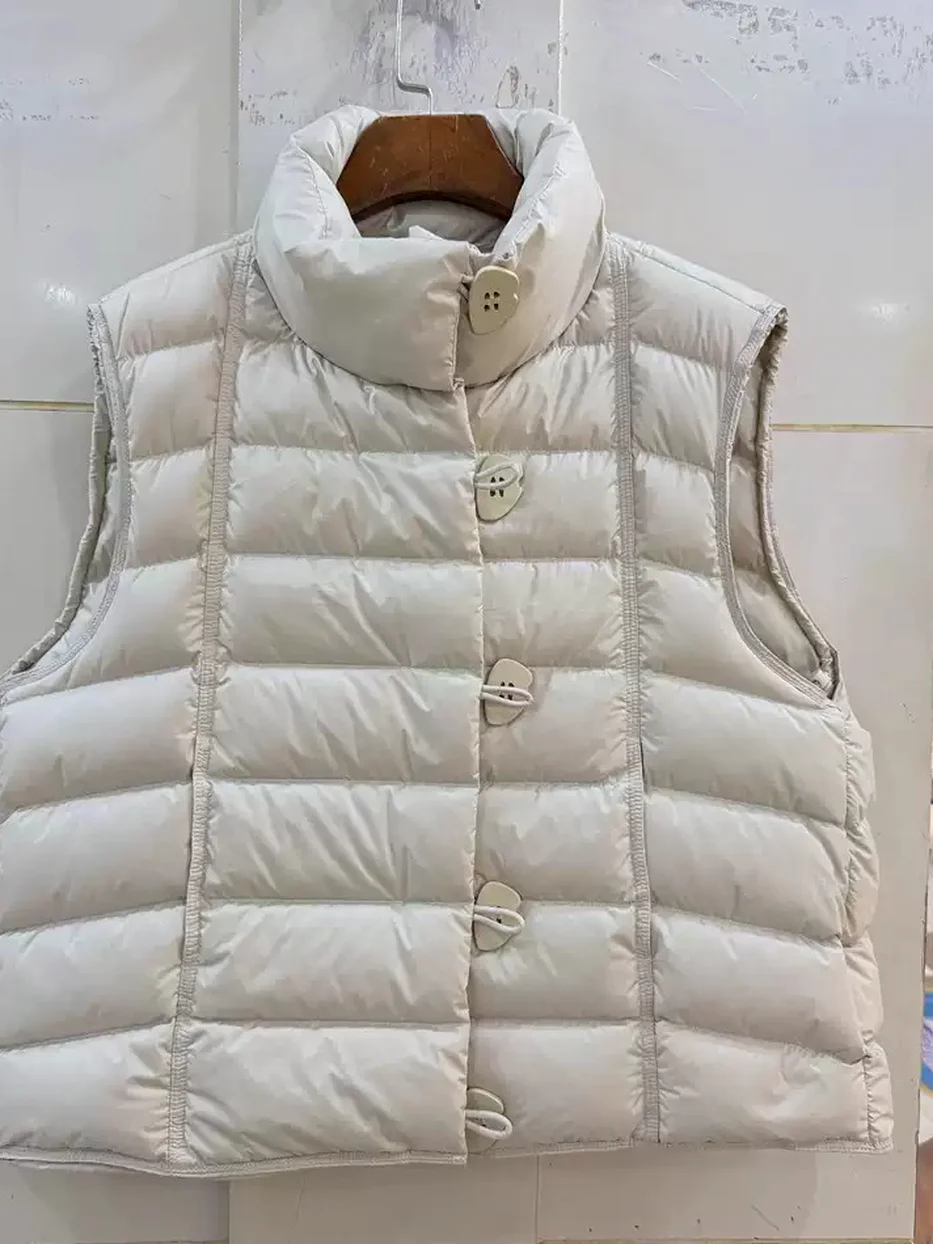 Women's single-breasted stand-collar down vest · 98059