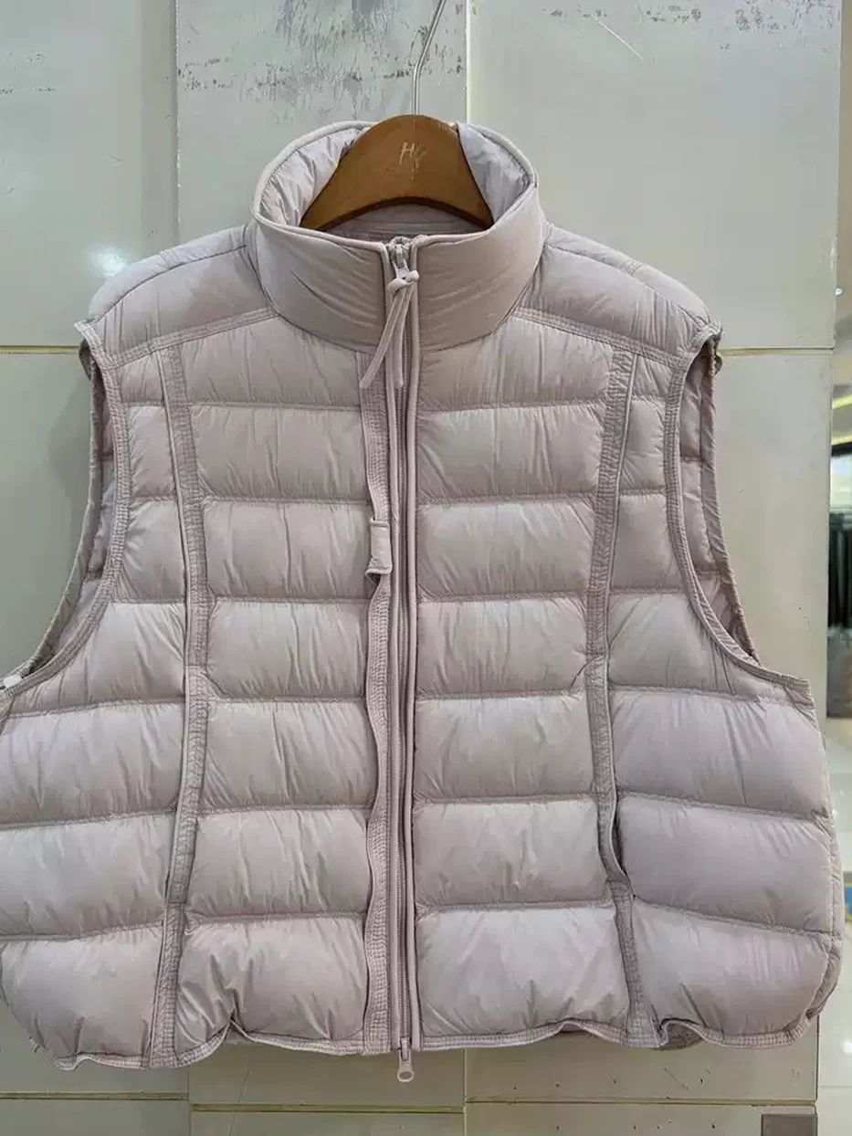 Drawstring stand-collar down vest — Style 8808