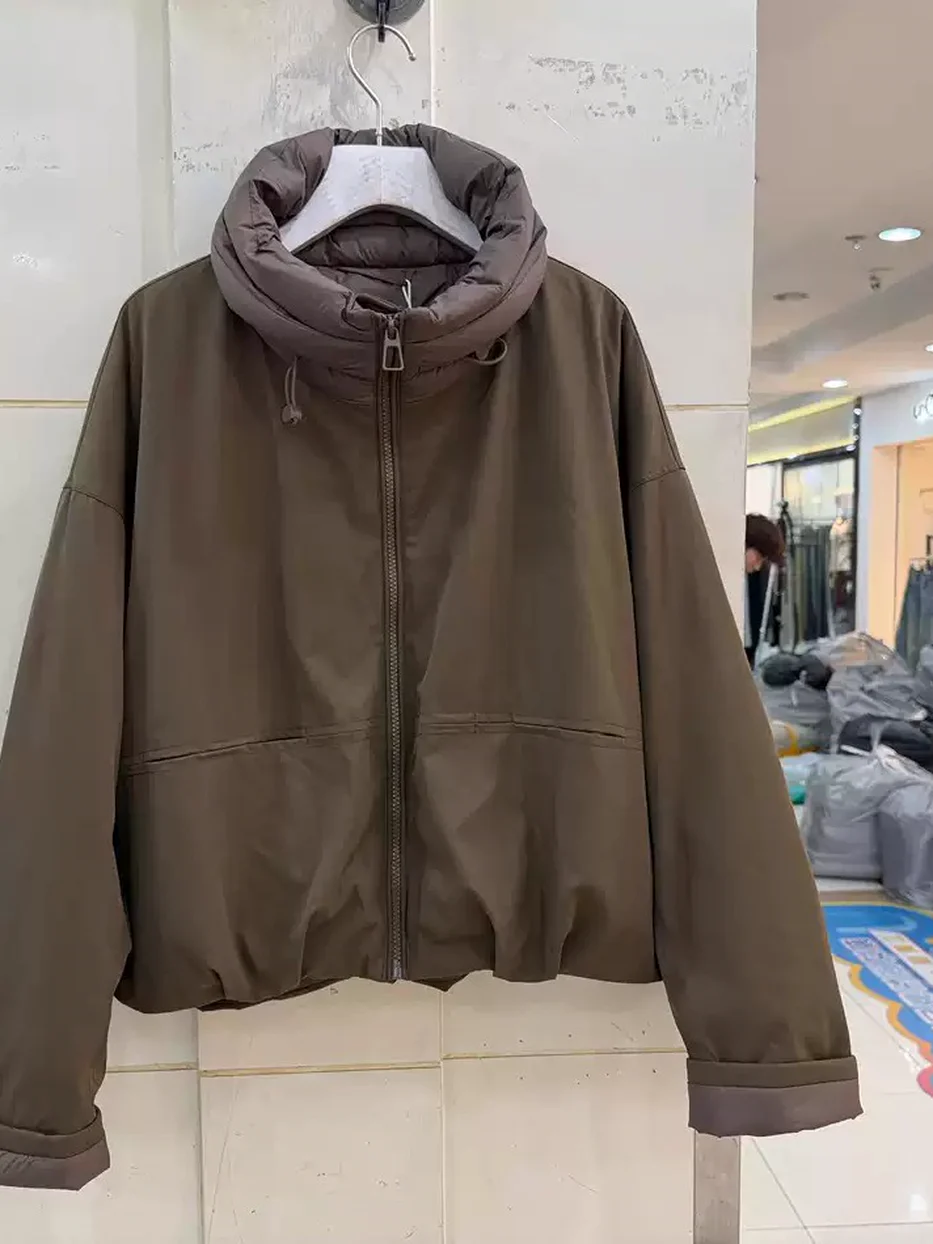 Women's cinched-waist colour-block parka · 98059