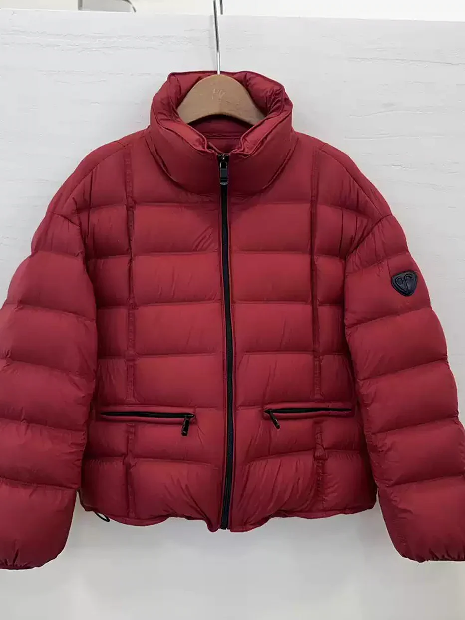 Cropped stand-collar down jacket, relaxed fit — Style 8822