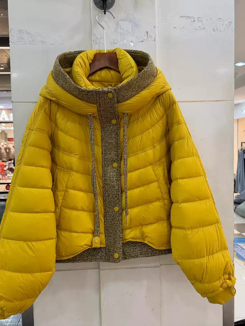 Women's single-breasted hooded down jacket — Style 8825-1092921203776