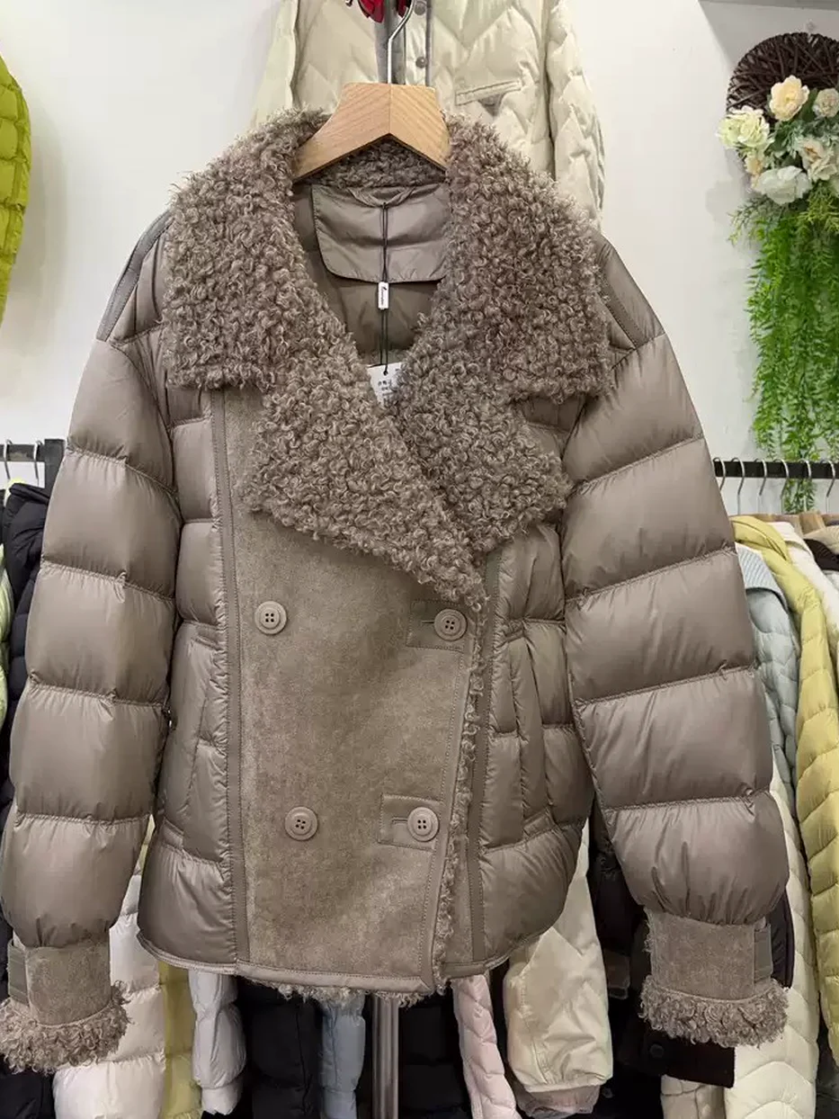Women's notched-lapel fur down jacket — Style 886D051