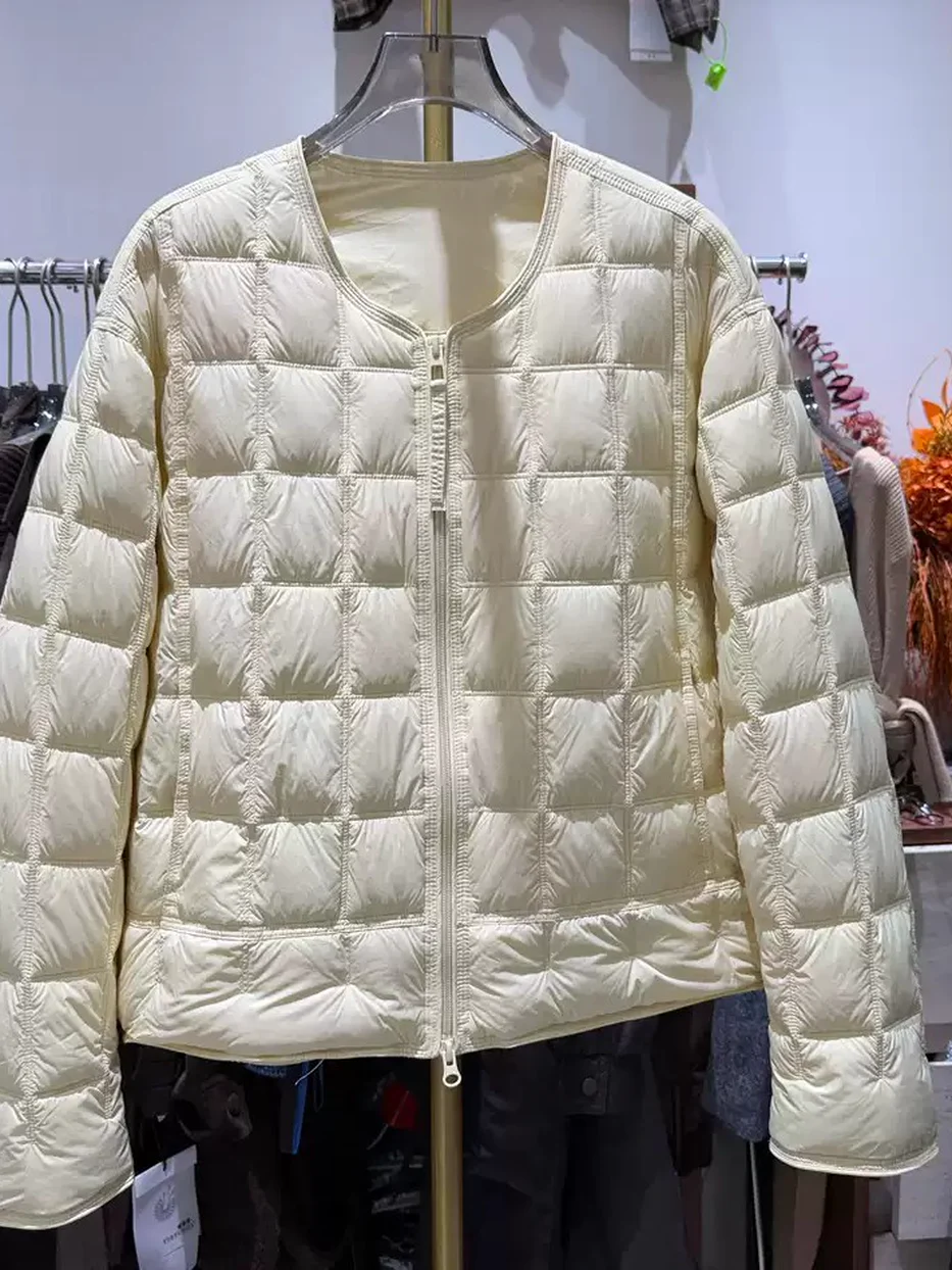 Women's checked zip down jacket · 98059