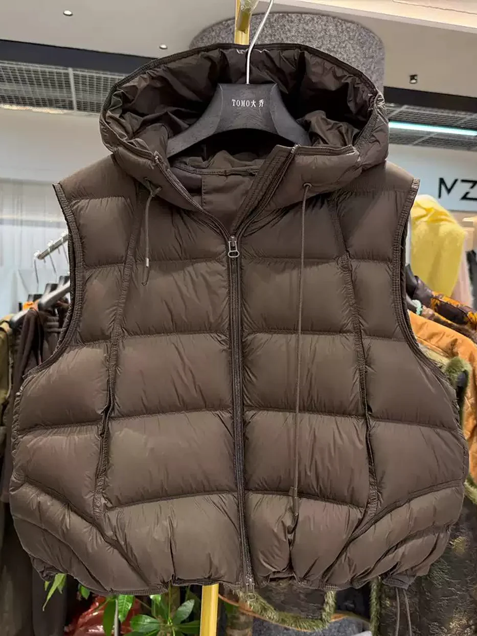 Women's zip hooded 90-down down vest · 98059