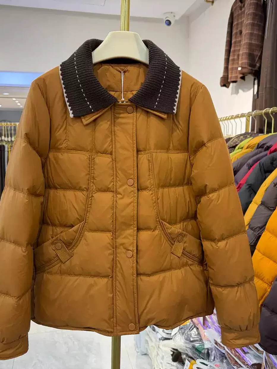 Women's panelled lapel knit down jacket — Style 9151-1094786377119