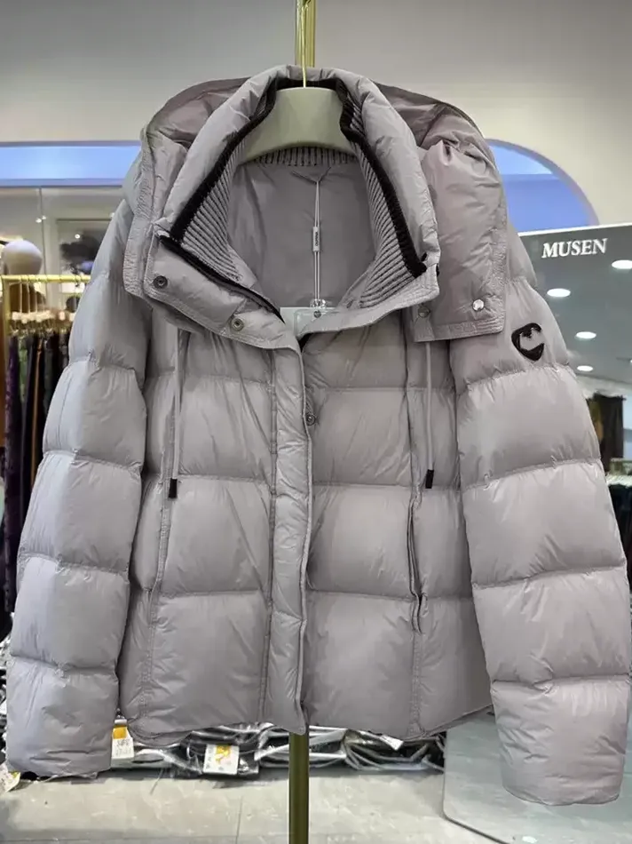 Women's zip hooded white-duck-down down jacket — Style 92653