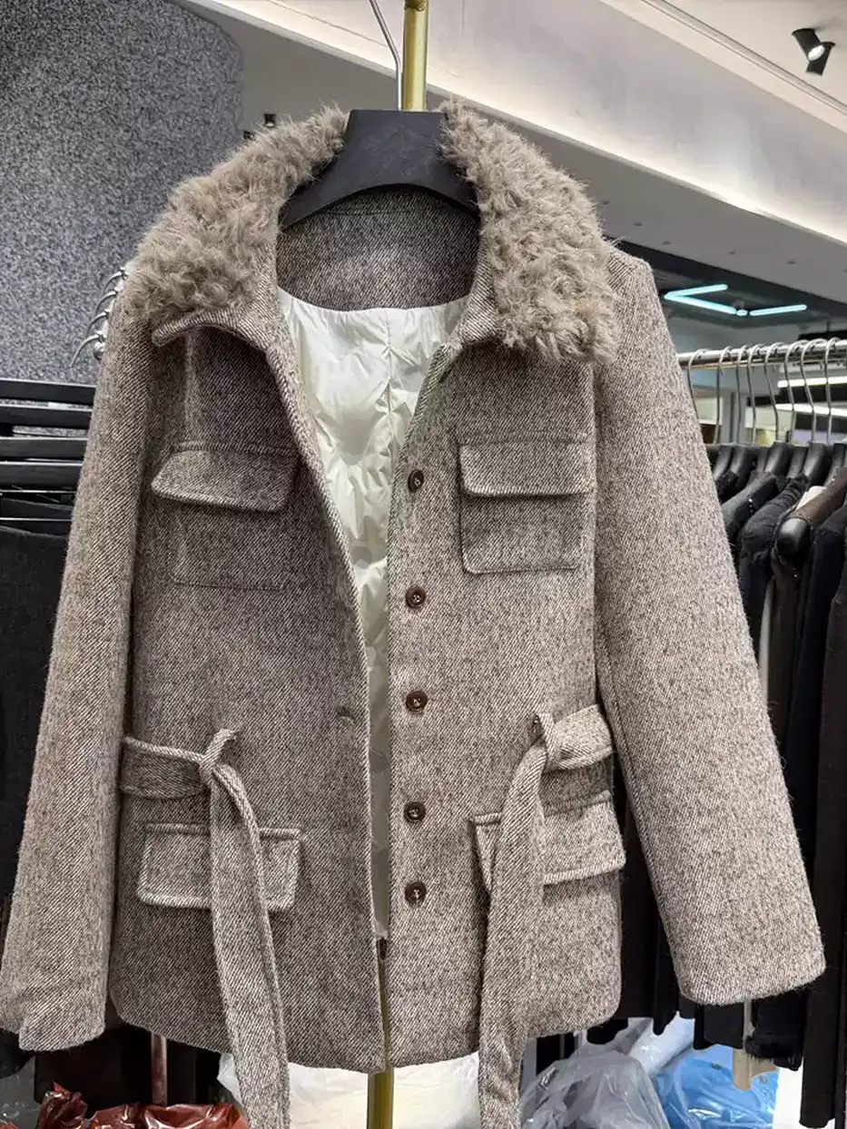 Women's single-breasted fur-collar down jacket · 98059