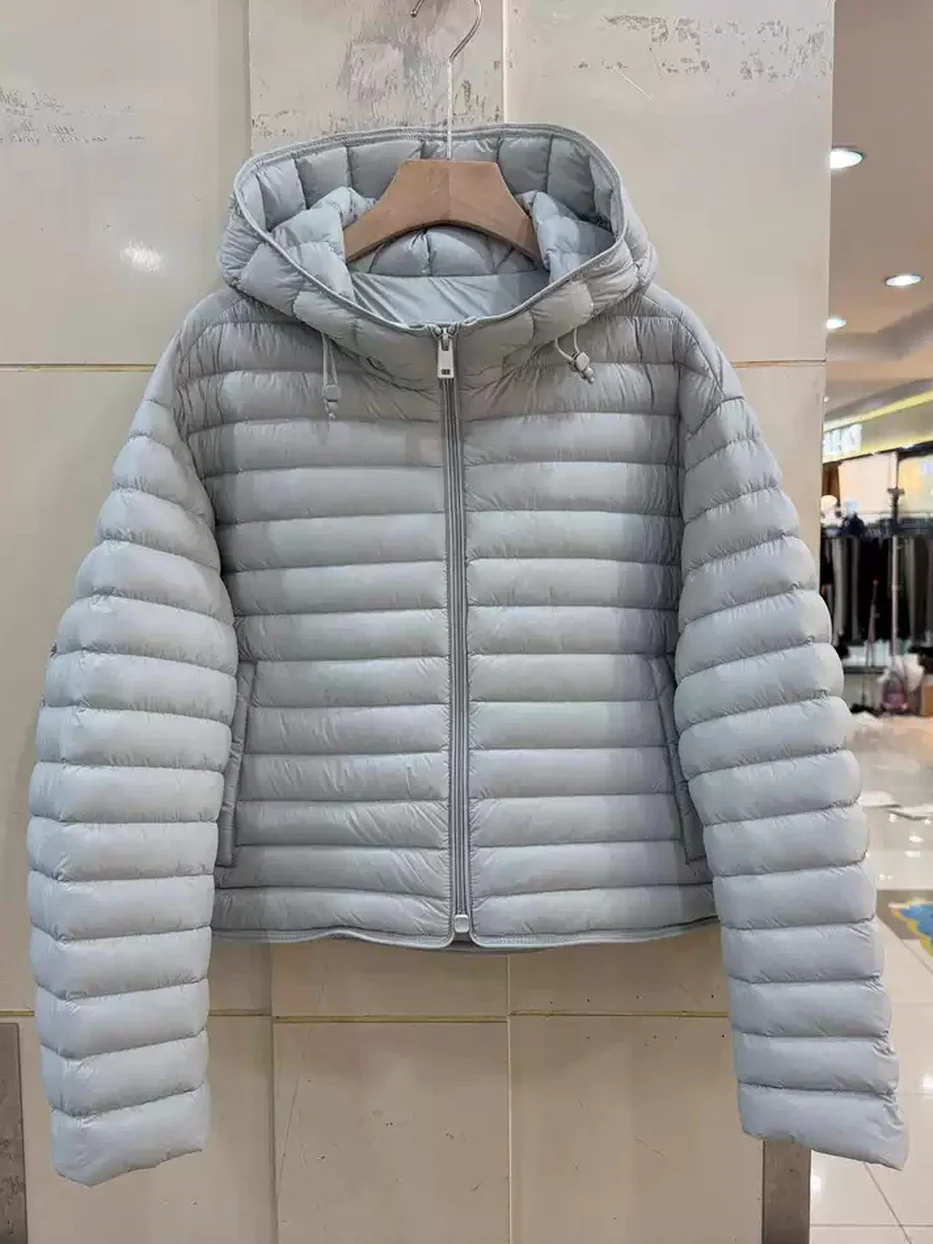 Women's channel-quilted hooded goose-down puffer down jacket · 98059