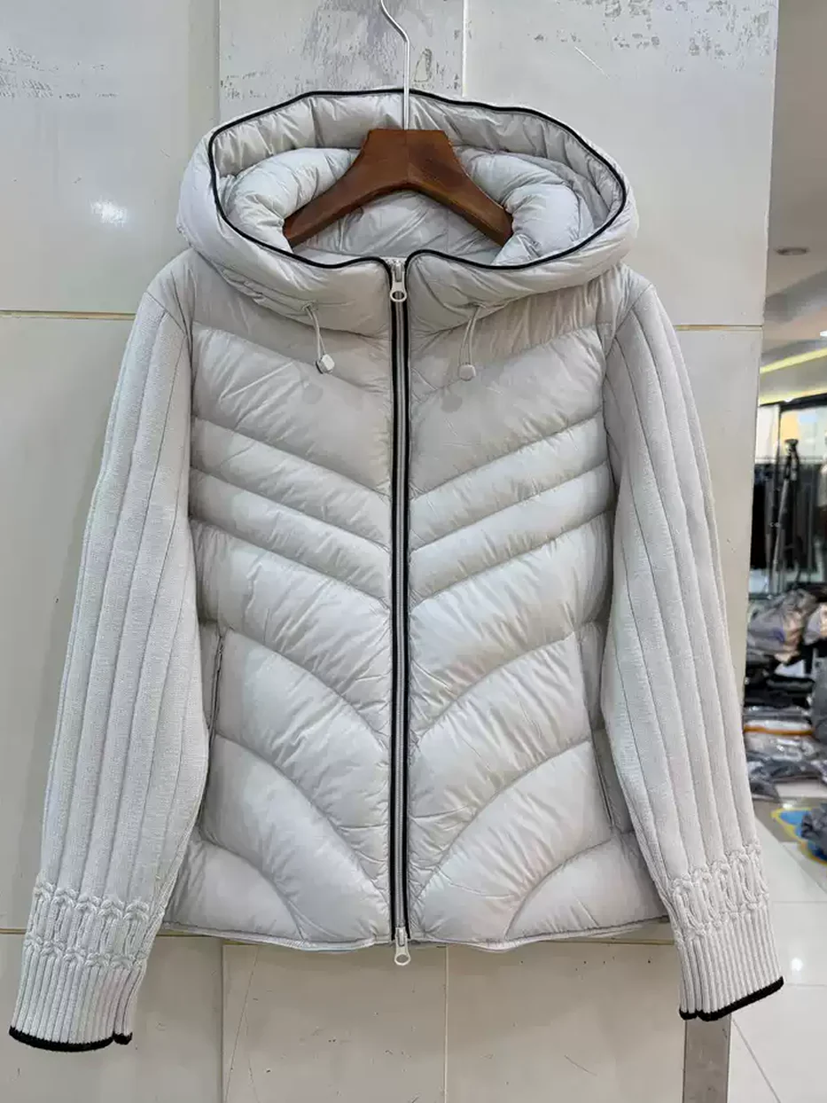 Women's double-zip hooded casual down jacket — Style 9527