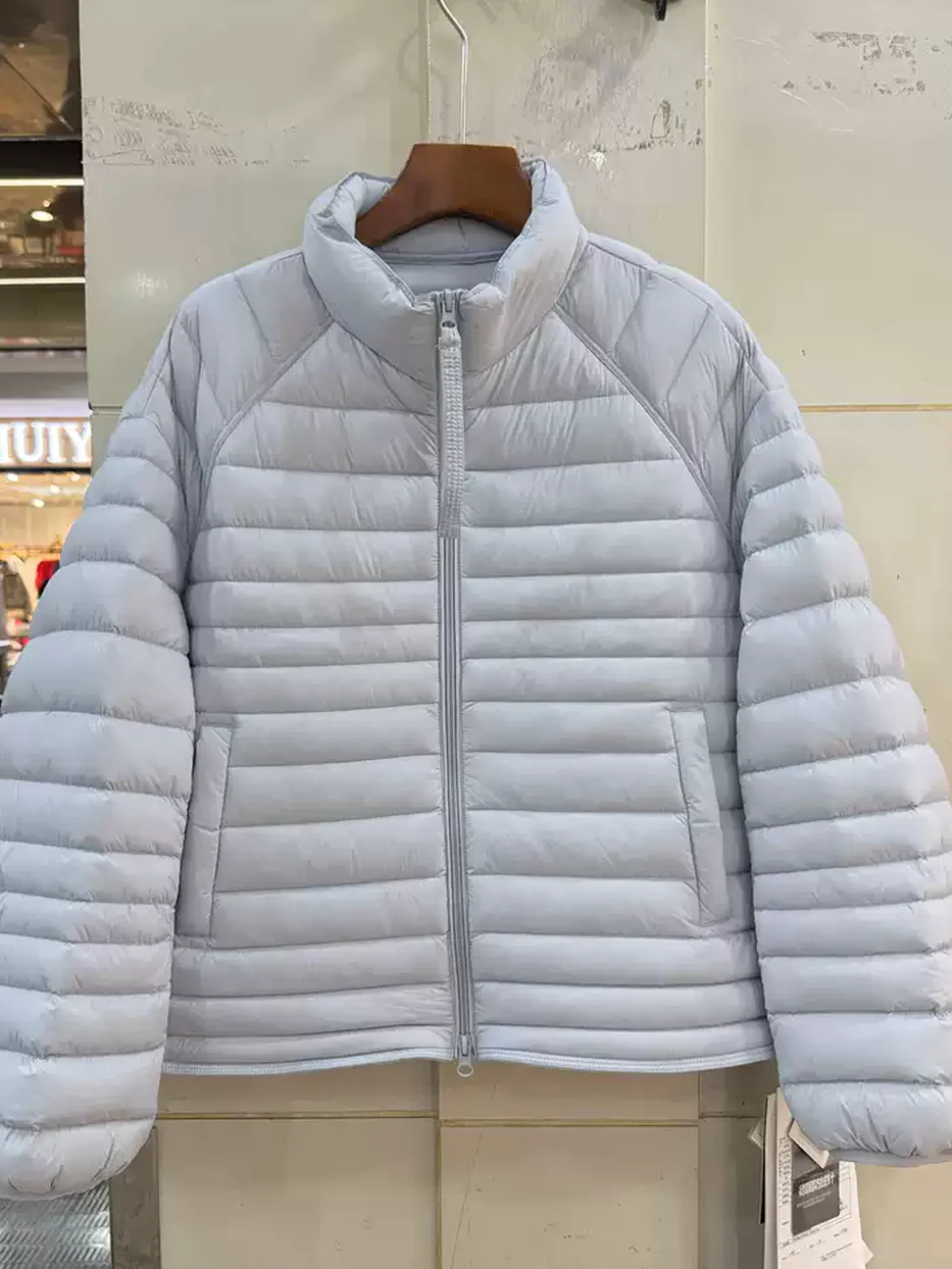 Women's channel-quilted stand-collar relaxed down jacket — Style 96978