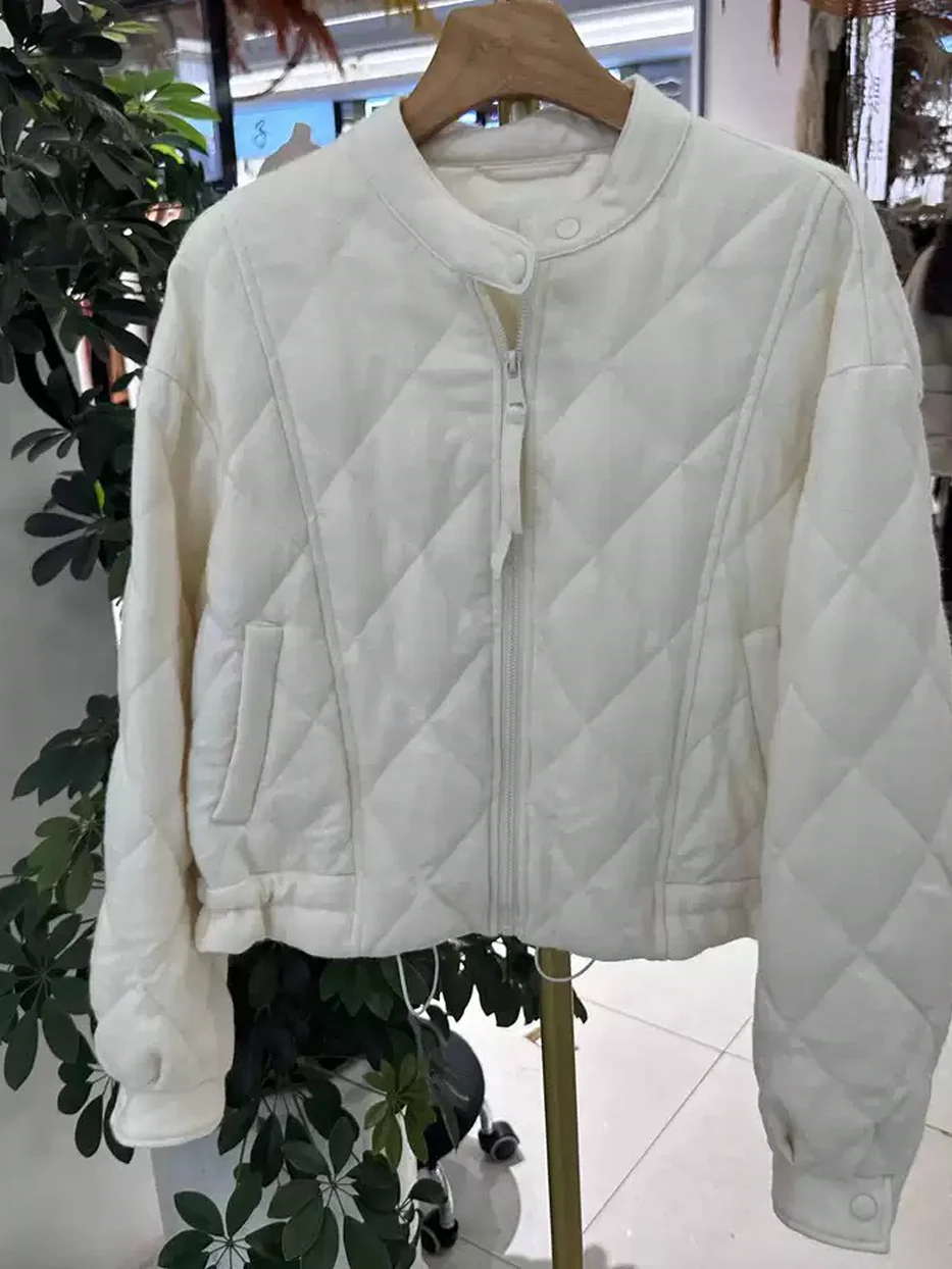 Women's diamond-quilted zip stand-collar down jacket · 98059