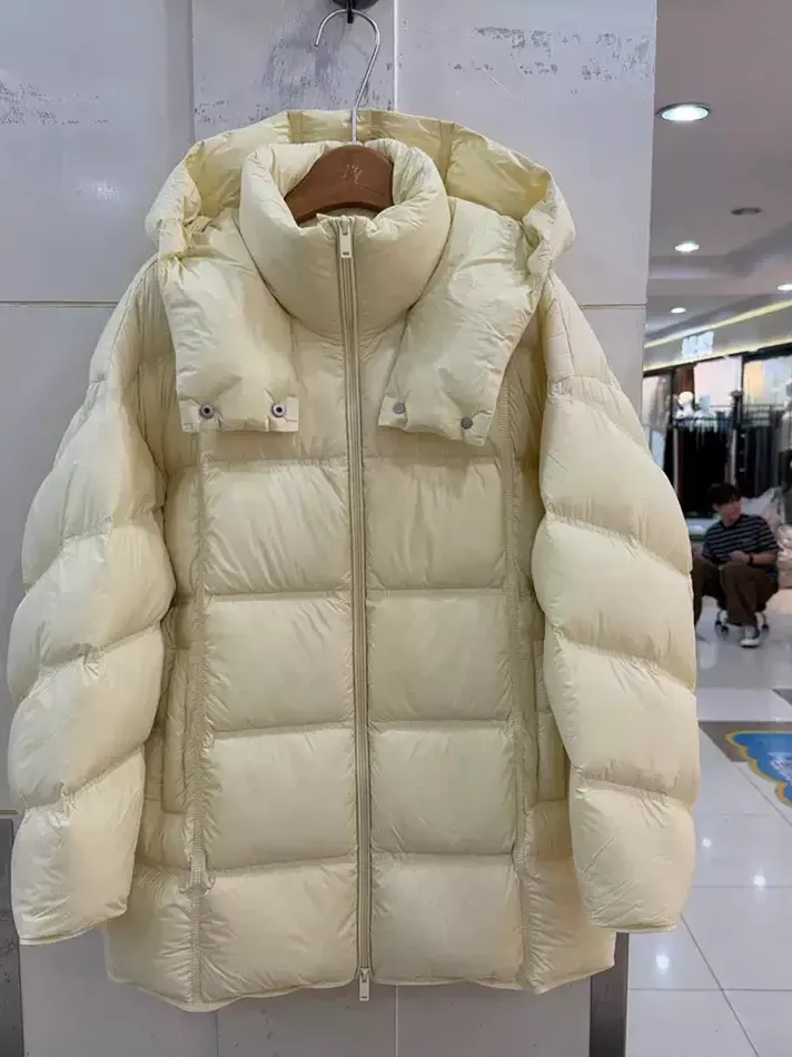 Women's double-zip stand-collar white-goose-down down jacket — Style AEF733
