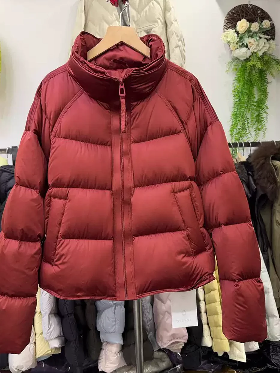Women's stand-collar white-duck-down heavyweight puffer down jacket — Style D22005